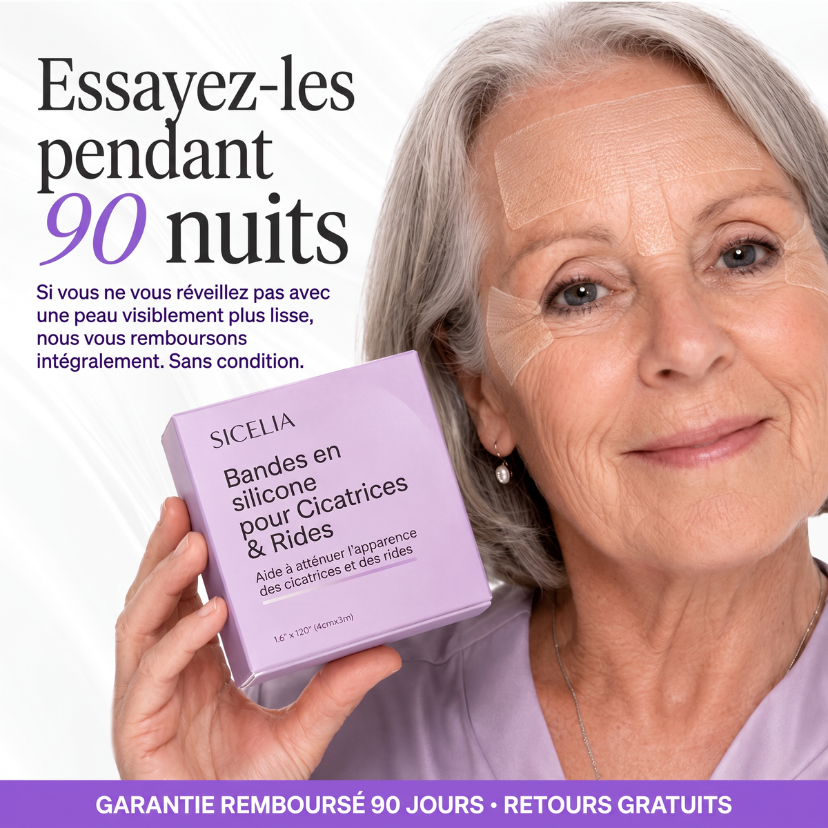 SICELIA™ Bandes Collagène Lissantes de Nuit – Rides & Ridules.