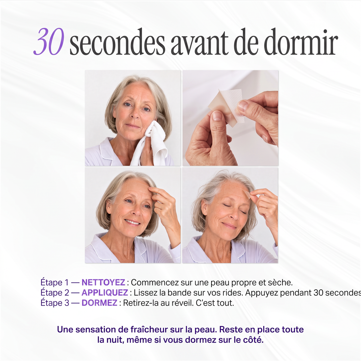 SICELIA™ Bandes Collagène Lissantes de Nuit – Rides & Ridules.