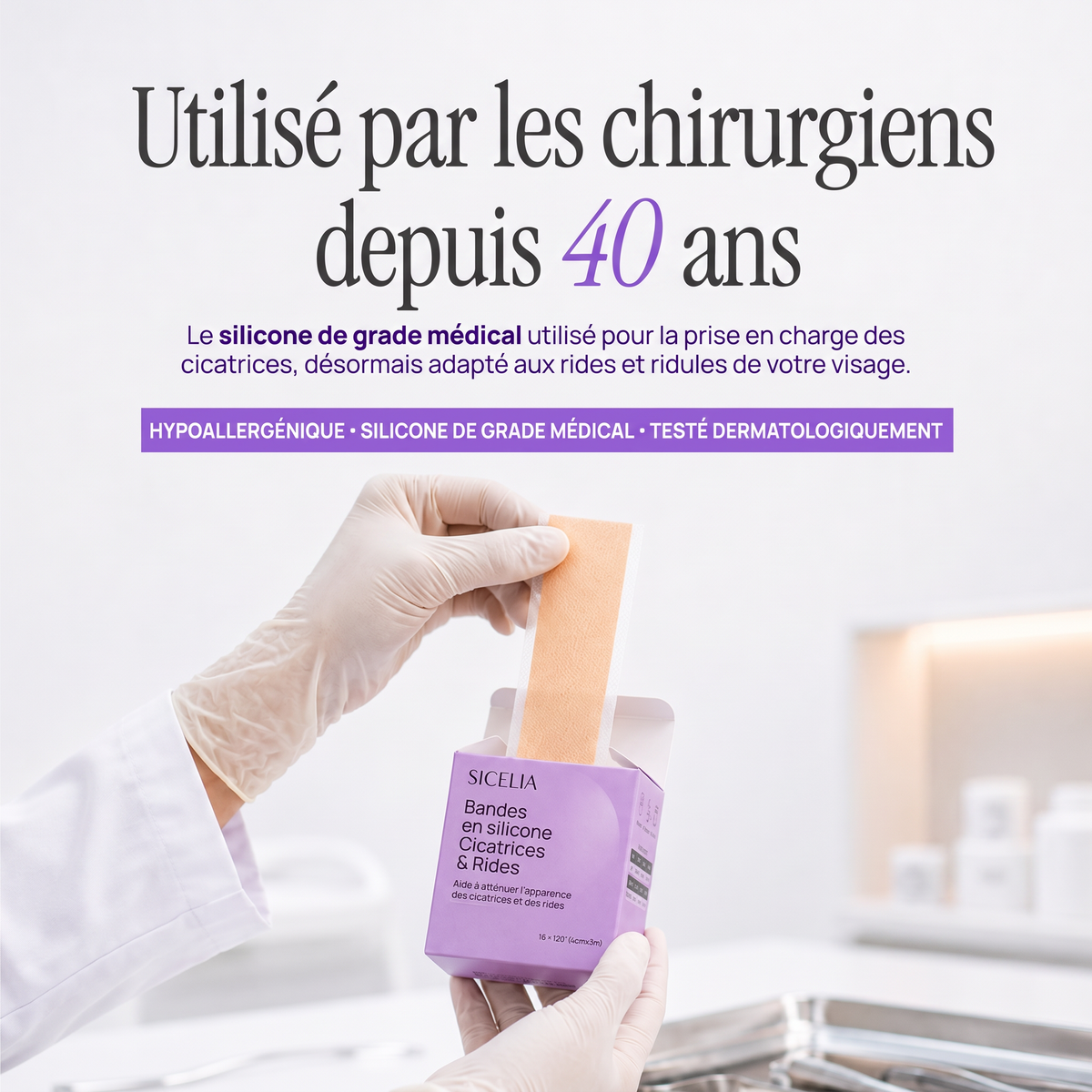 SICELIA™ Bandes Collagène Lissantes de Nuit – Rides & Ridules.