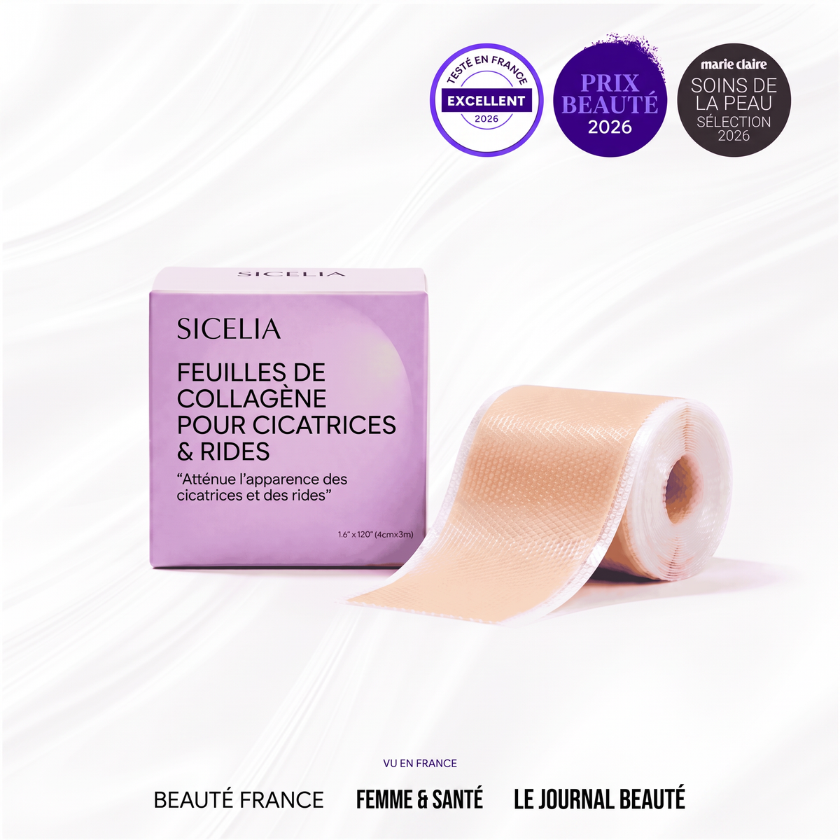 SICELIA™ Bandes Collagène Lissantes de Nuit – Rides & Ridules.